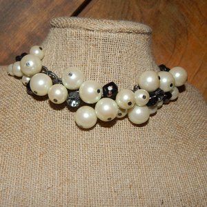<3   Vintage Pearl & Rhinestone Choker/Necklace<3